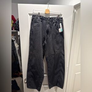 Free People High-Rise Wide-Leg Jeans in Black